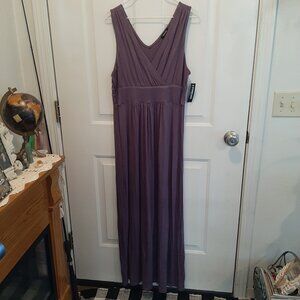 'Forever' Sleeveless Maxi Dress; Empire Waist; Size L; NWT; Heather Plum; V-neck